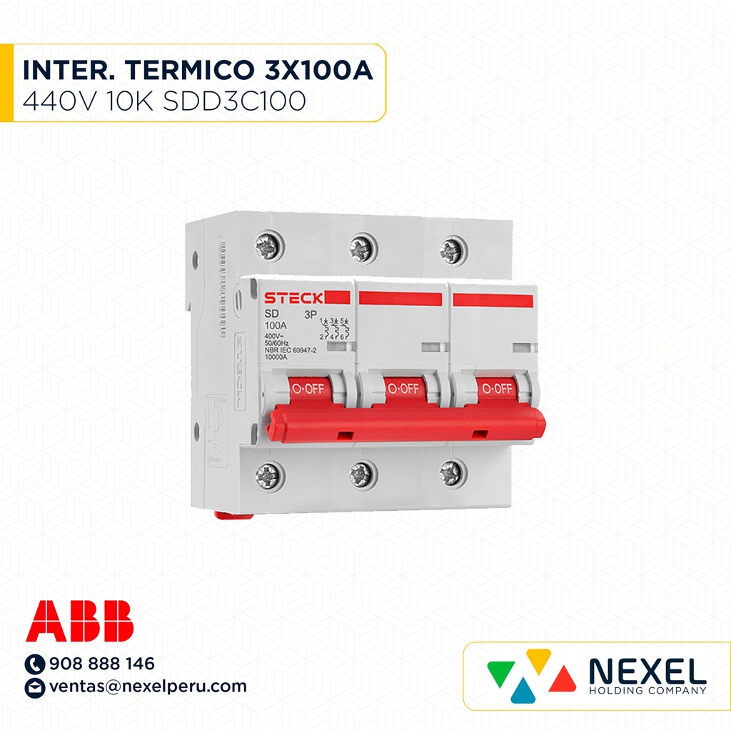INTERR. TERMICO RIEL DIN 3X100A 10K/400V / SDD3C100 (OULET) STECK