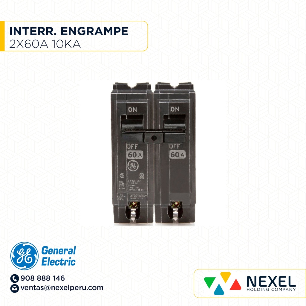 INTERRUPTOR ENGRAMPE 2X60 10KA GENERAL ELECTRIC (OUTLET)