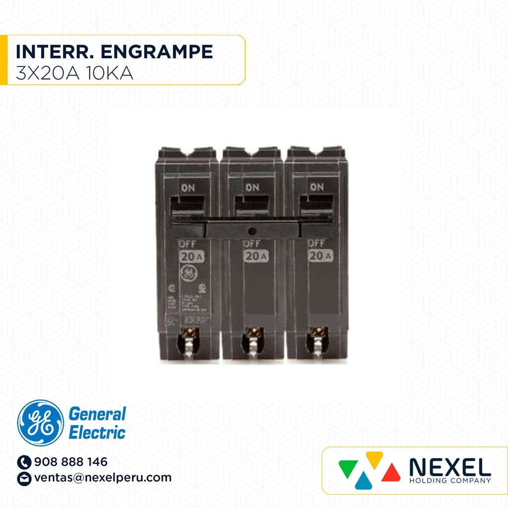 INTERRUPTOR ENGRAMPE 3X20 10KA GENERAL ELECTRIC (OUTLET)