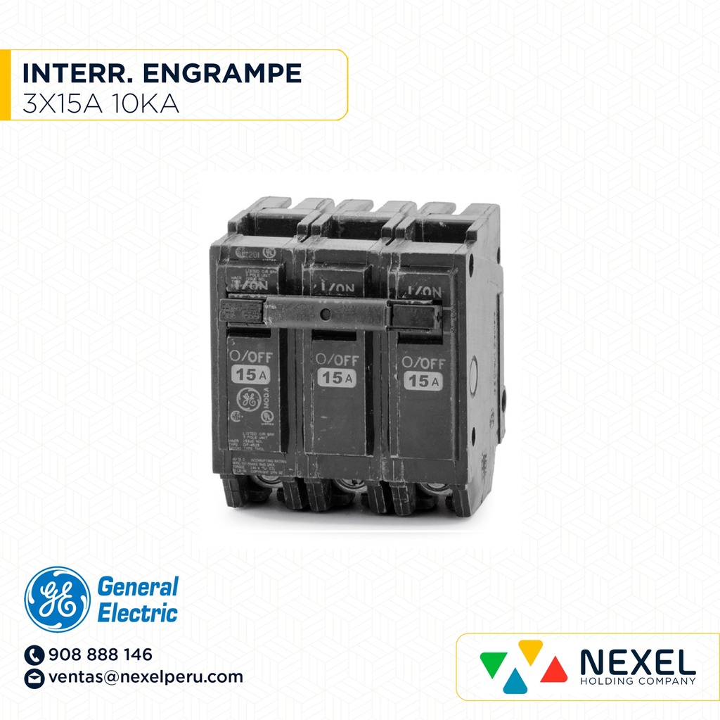 INTERRUPTOR ENGRAMPE 3X15 10KA GENERAL ELECTRIC (OUTLET)