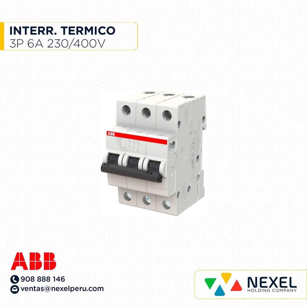 INTER. TERMICO RIEL DING 3P 6A 230/400V SH203 (OULET) ABB