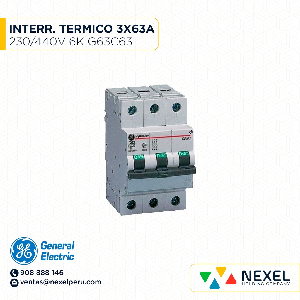 INTERR. TERMICO 3X63A 230/400V 6K G63C63 GENERAL ELECTRIC (OUTLET)