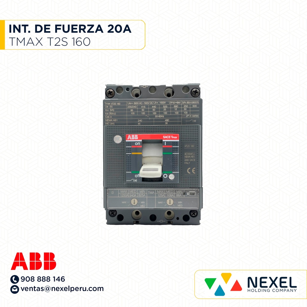 INT. DE FUERZA 20A TMAX T2S 160 ABB