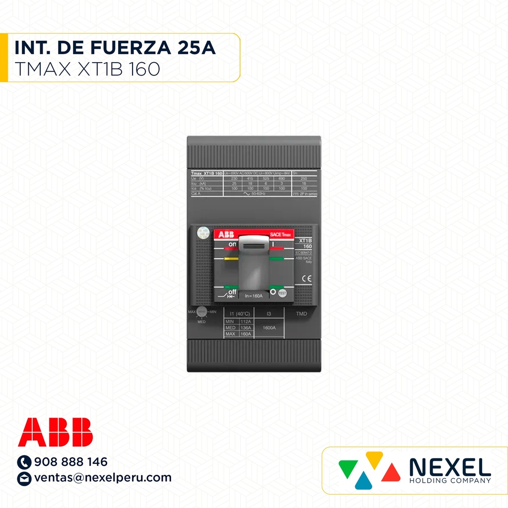 OUT-INT. DE FUERZA 50A XT1N 160 ABB