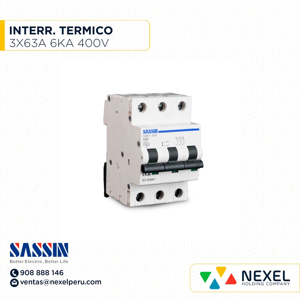 INTERRUPTOR TERMICO 3X63A 3SB71-C63 400V SASSIN