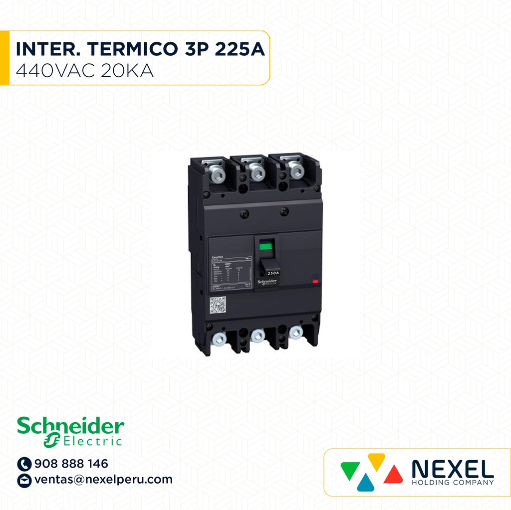 INTERRUPTOR AUT CAJA MOLD 3P FIJO 225A 20KA 440VAC EASYPACT EZC250N EZC250N3225 SCHNEIDER