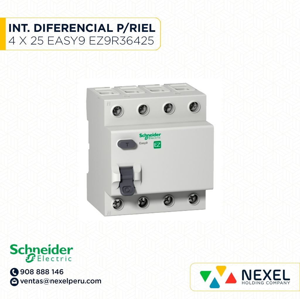 INT DIFERENCIAL P/RIEL 4X25 A EASY9 30 MA EZ9R36425 SCHNEIDER