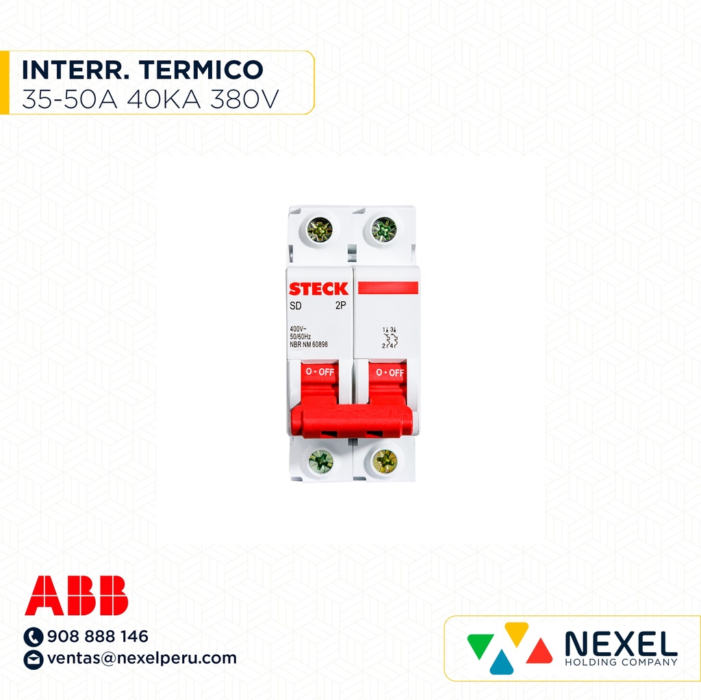 INT. TERM. P/RIEL DIN SERIE DDZ62 CURVA C 2P 6KA 16A SDZD62C16 STECK