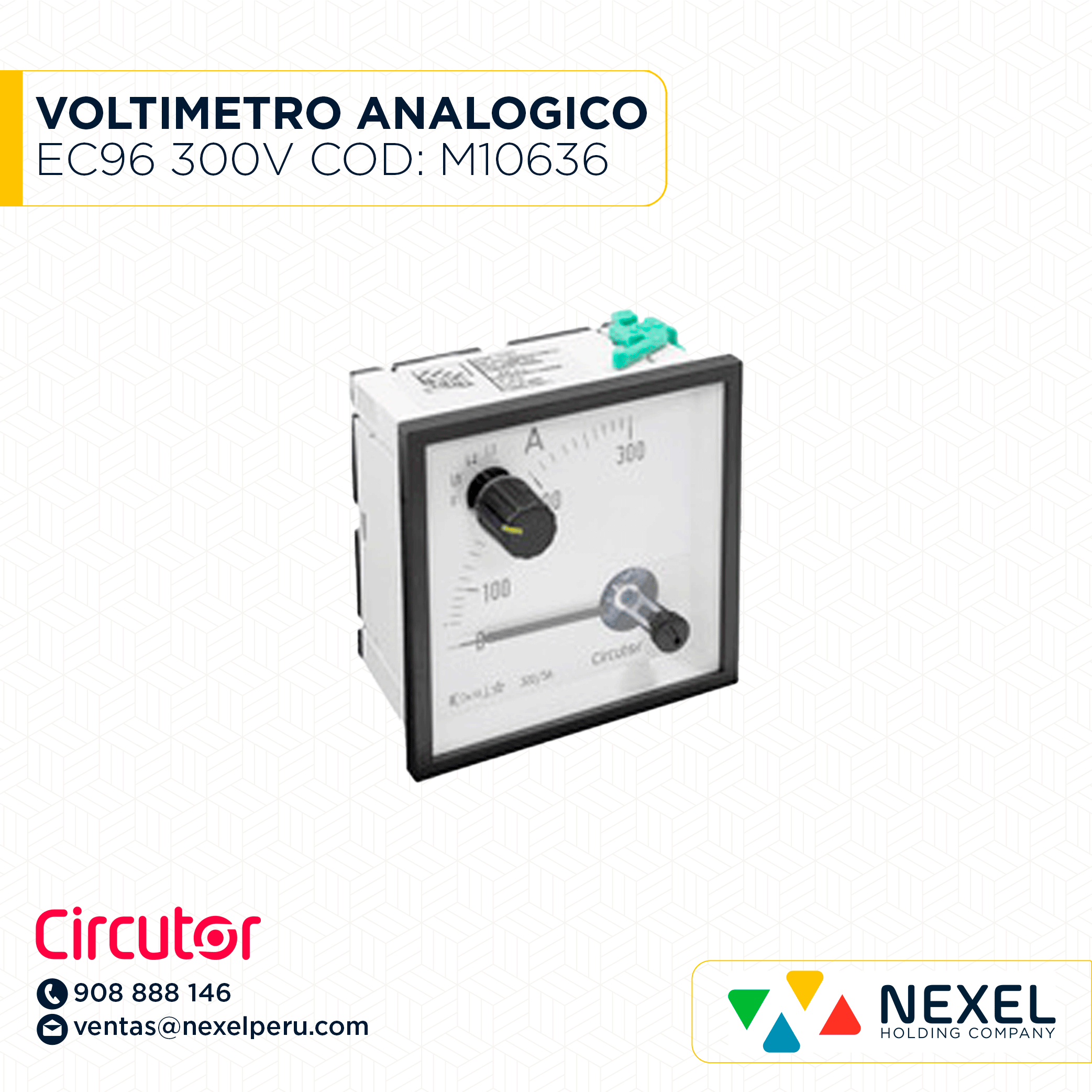 VOLTIMETRO ANALOGICO EC96 300V COD: M10636 CIRCUTOR