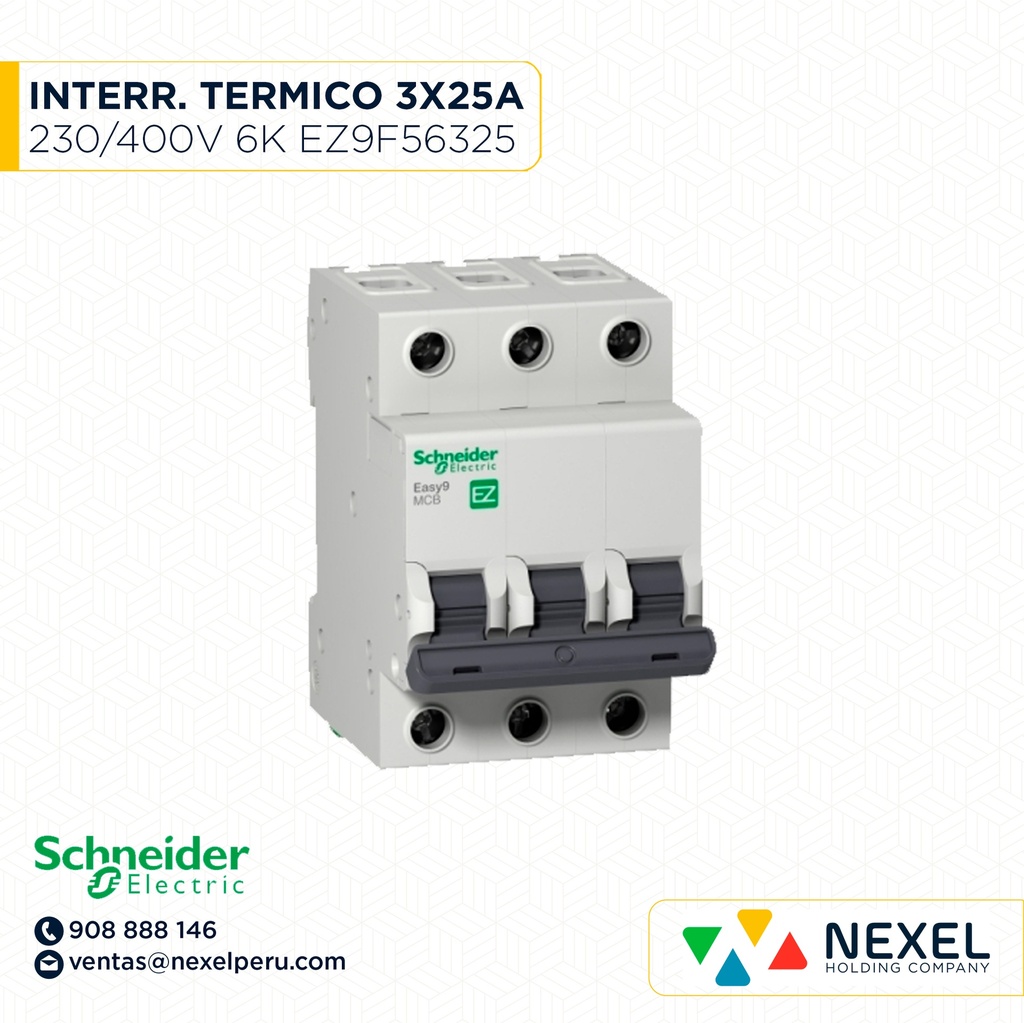 INTERR. TERMICO 3X25A 220-400V 6K IEC-60898-1 C25A EZ9F56325 SCHNEIDER