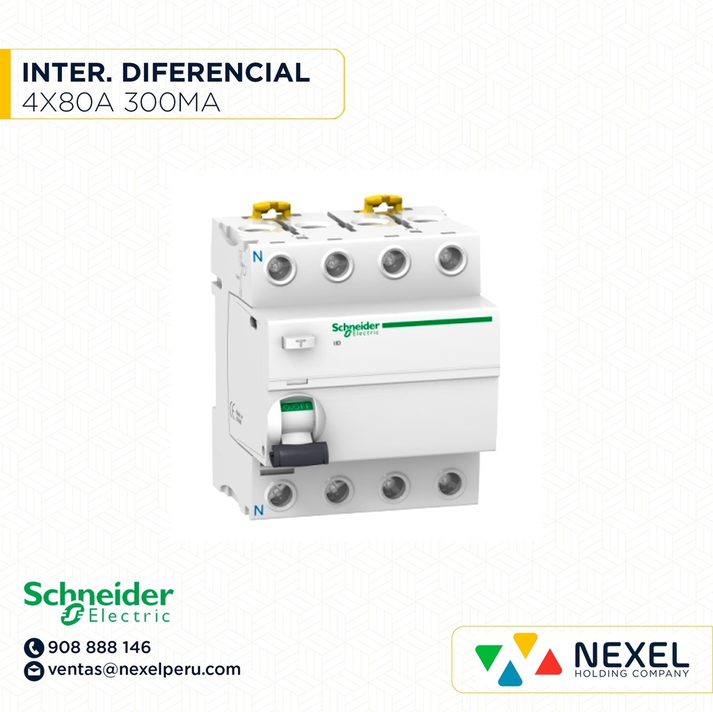 INTERRUPTOR DIFERENCIAL 4X80A 300MA MULTI9 ID/RCCB80A SCHNEIDER