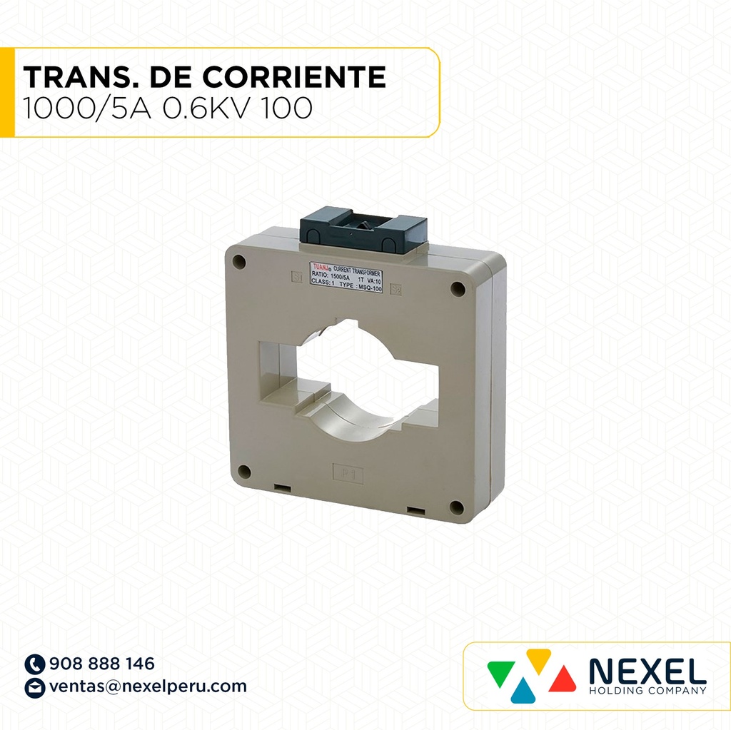 TRANSFORMADOR DE CORRIENTE 1000/5A 0.6KV 100 TMG