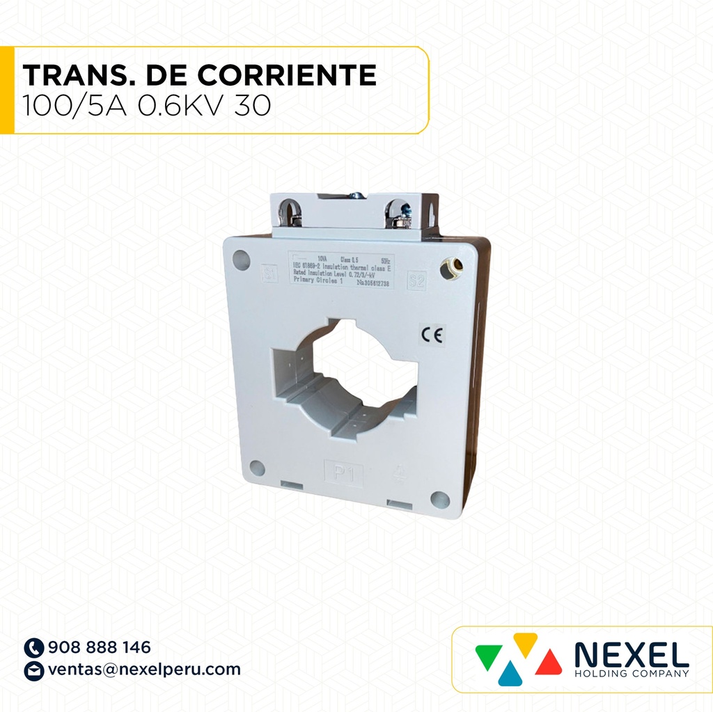 TRANSFORMADOR DE CORRIENTE 100/5A 0.6KV 30 TMG