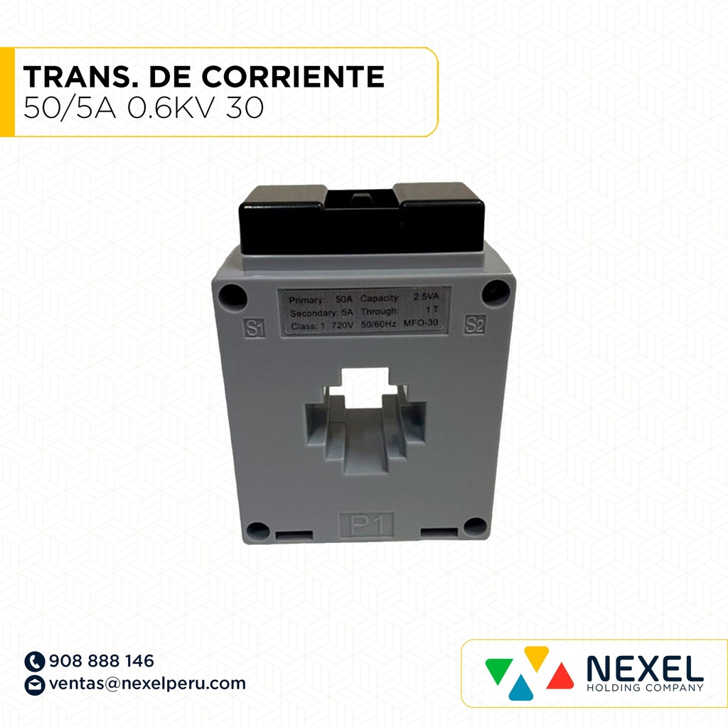 TRANSFORMADOR DE CORRIENTE 50/5A 0.6KV 30 TMG