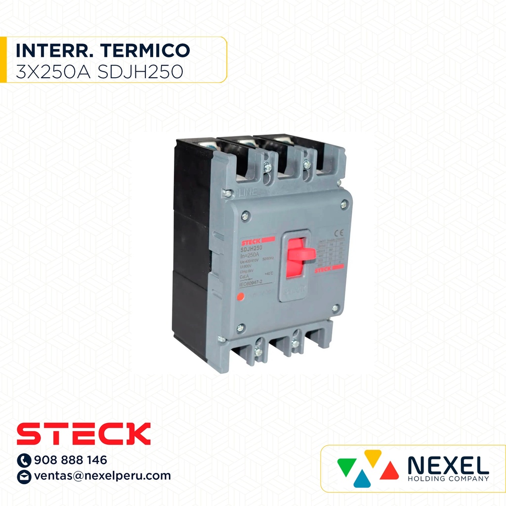 INTERRUPTOR TERMOMAGNETICO FIJO SDJH250 ASGARD 3P 250A H SD-A T250 STECK