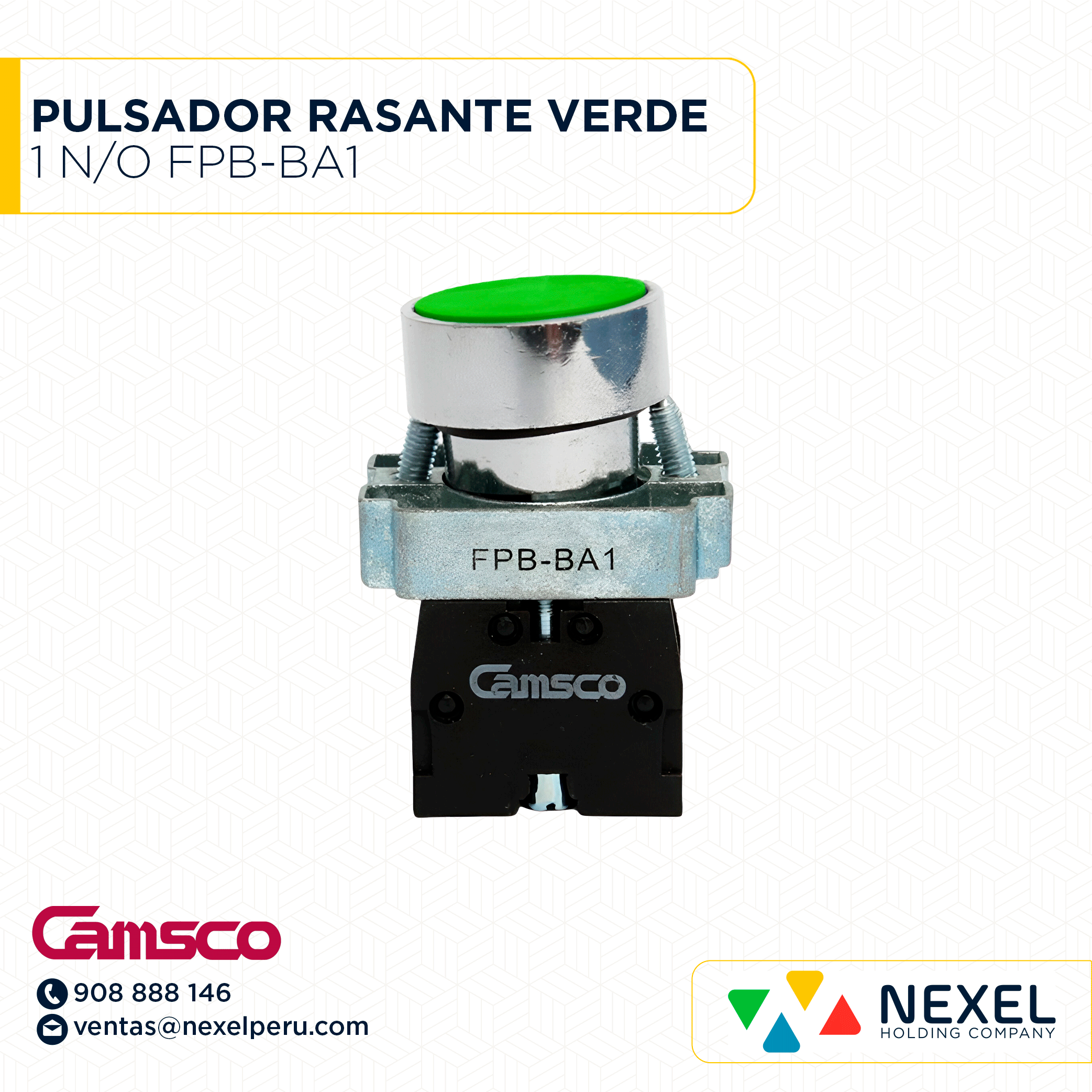 PULSADOR RASANTE VERDE 1 N/O FPB-BA1 CAMSCO