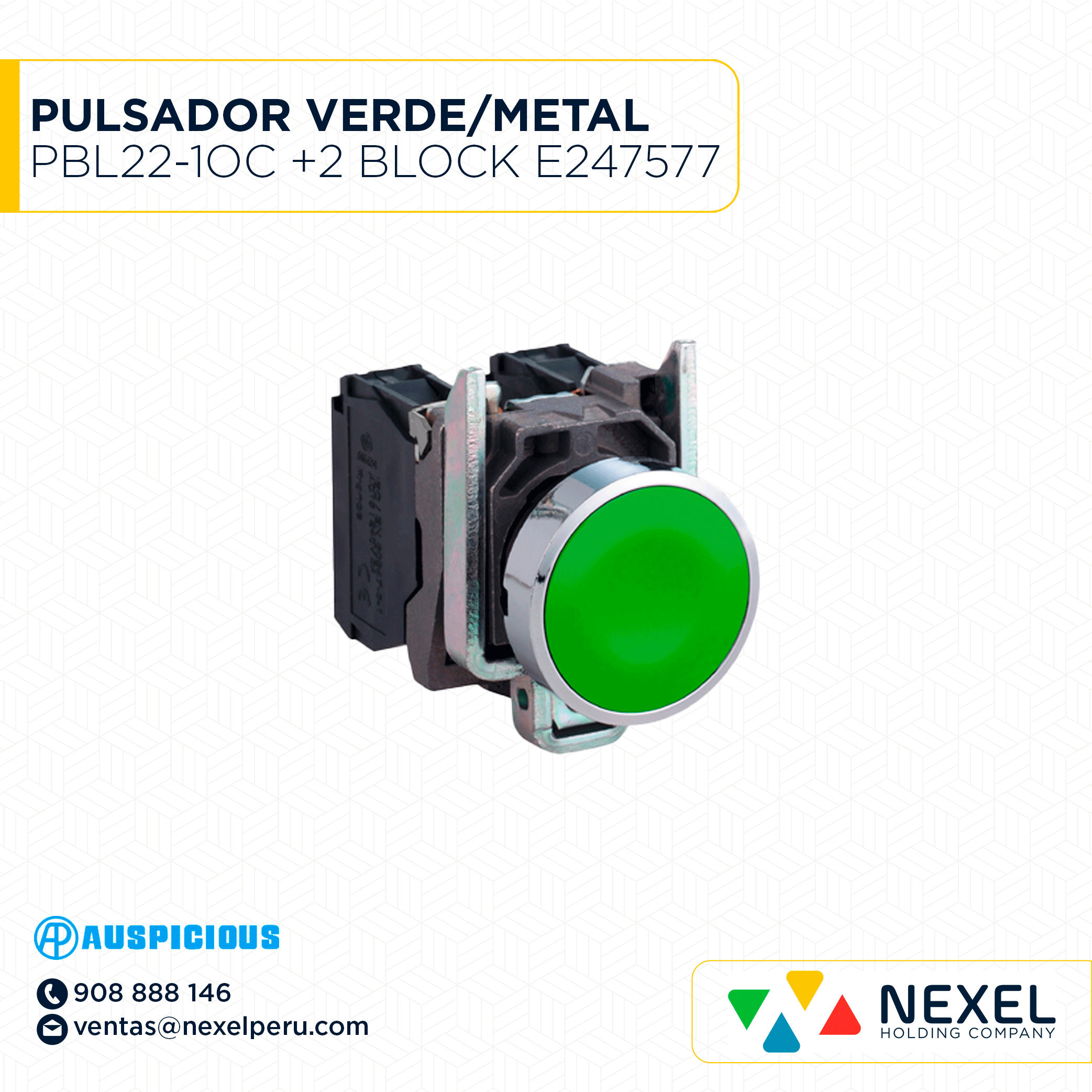 PULSADOR VERDE/METAL PBL22-1OC +2 BLOCK E247577 AUSPICIOUS