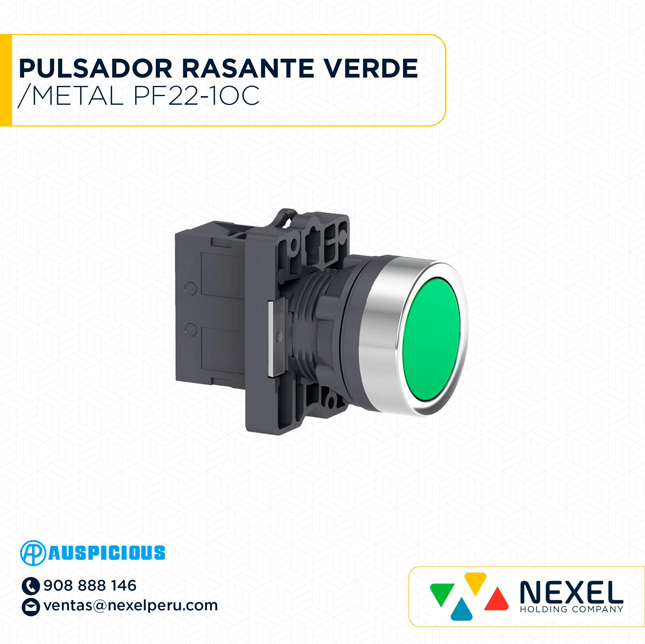 PULSADOR RASANTE VERDE/METAL PF22-1OC +2BLOCK E247577 AUSPICIOUS