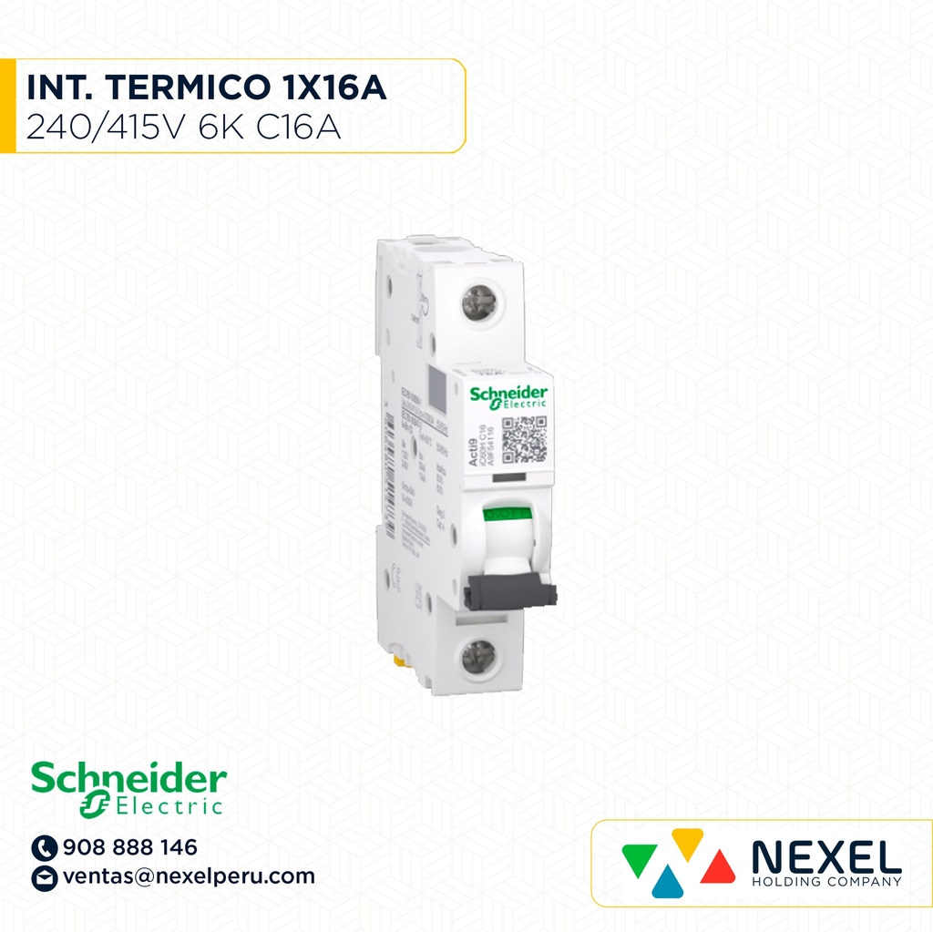 INTERR. TERMICO 1X16A 240/415V 6K IC60N C16A A9F54116 *** SCHNEIDER