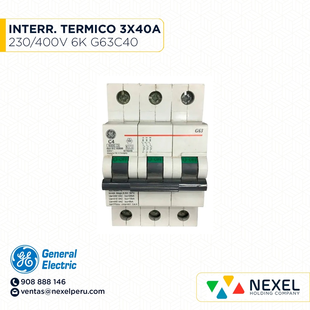 INTERR. TERMICO 3X40A 230/400V 6K G63C40 GENERAL ELECTRIC