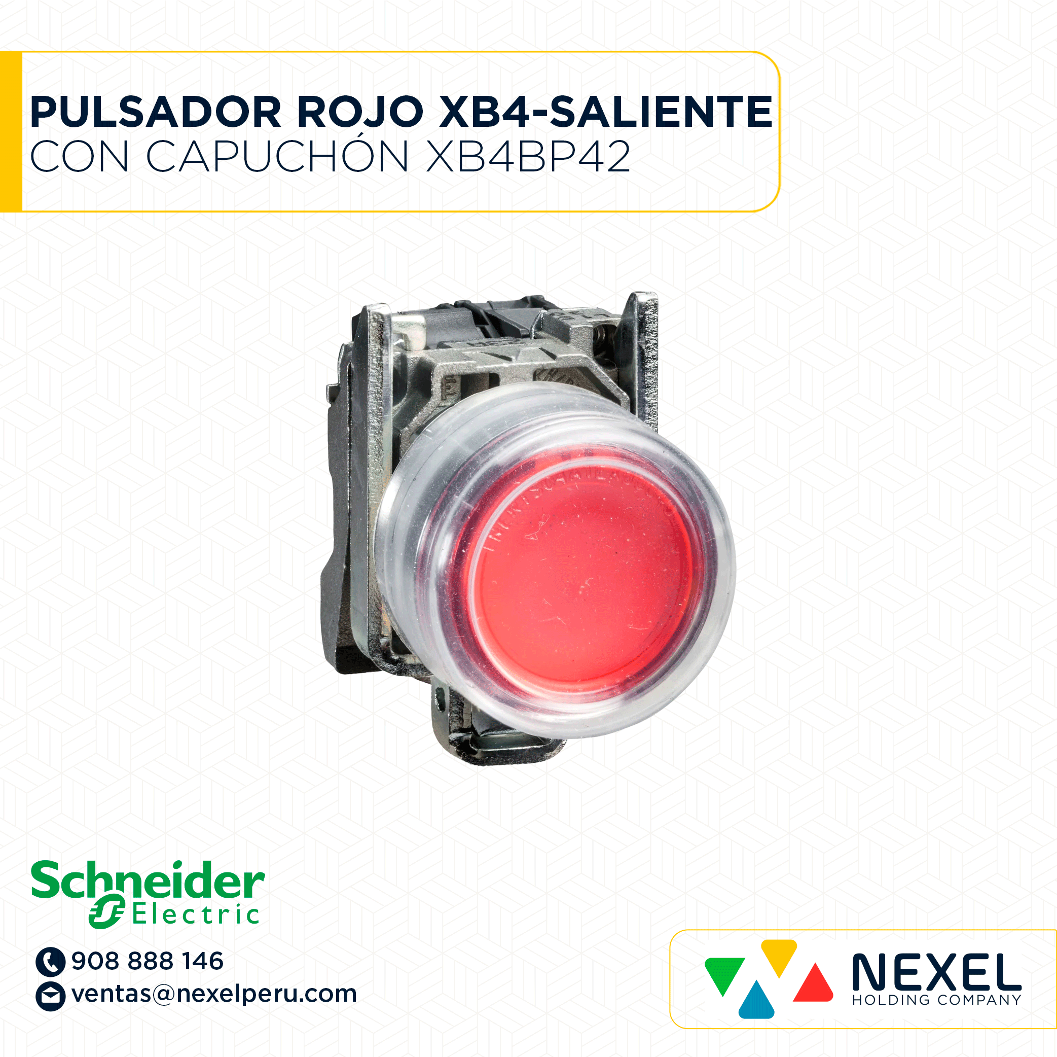 PULSADOR ROJO XB4 - SALIENTE CON CAPUCHÓN - PARADA NC - BLOCK ZBE-102 XB4BP42 SCHNEIDER