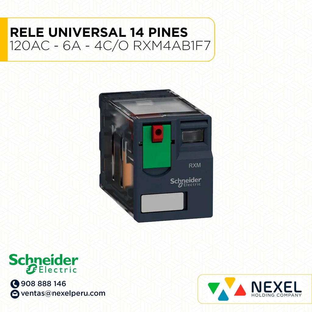 RELE UNIVERSAL 14 PINES 120AC - 6A - 4C/O RXM4AB1F7 SCHNEIDER