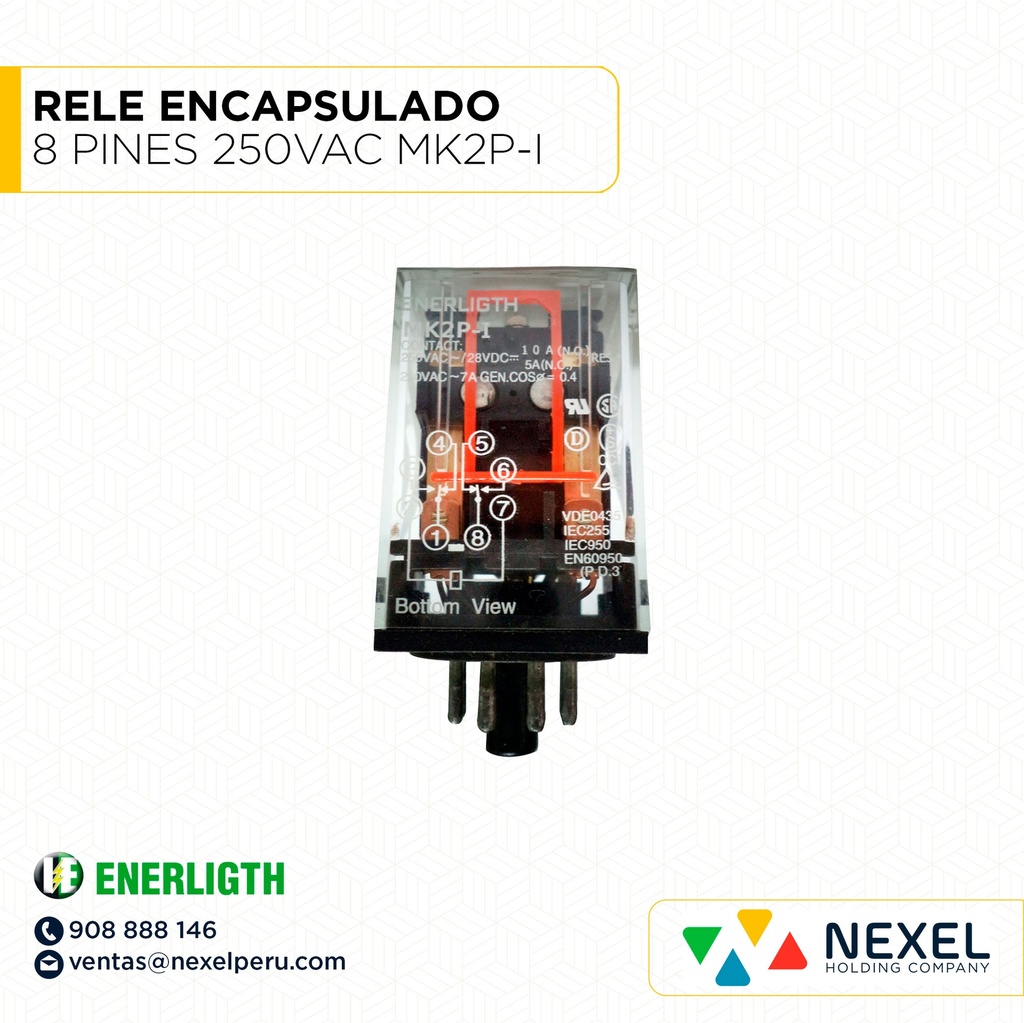 RELE ENCAPSULADO 8 PINES 250VAC MK2P-I ENERLIGTH