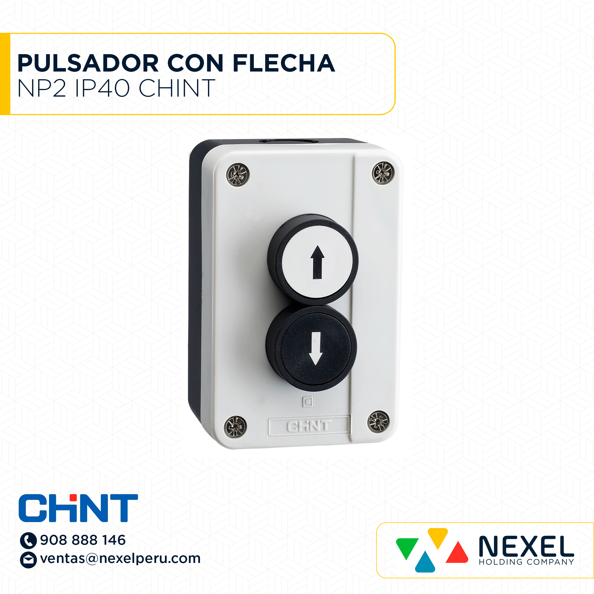 OUT- PULSADOR BLANCO CON FLECHA NP2 IP40 CHINT