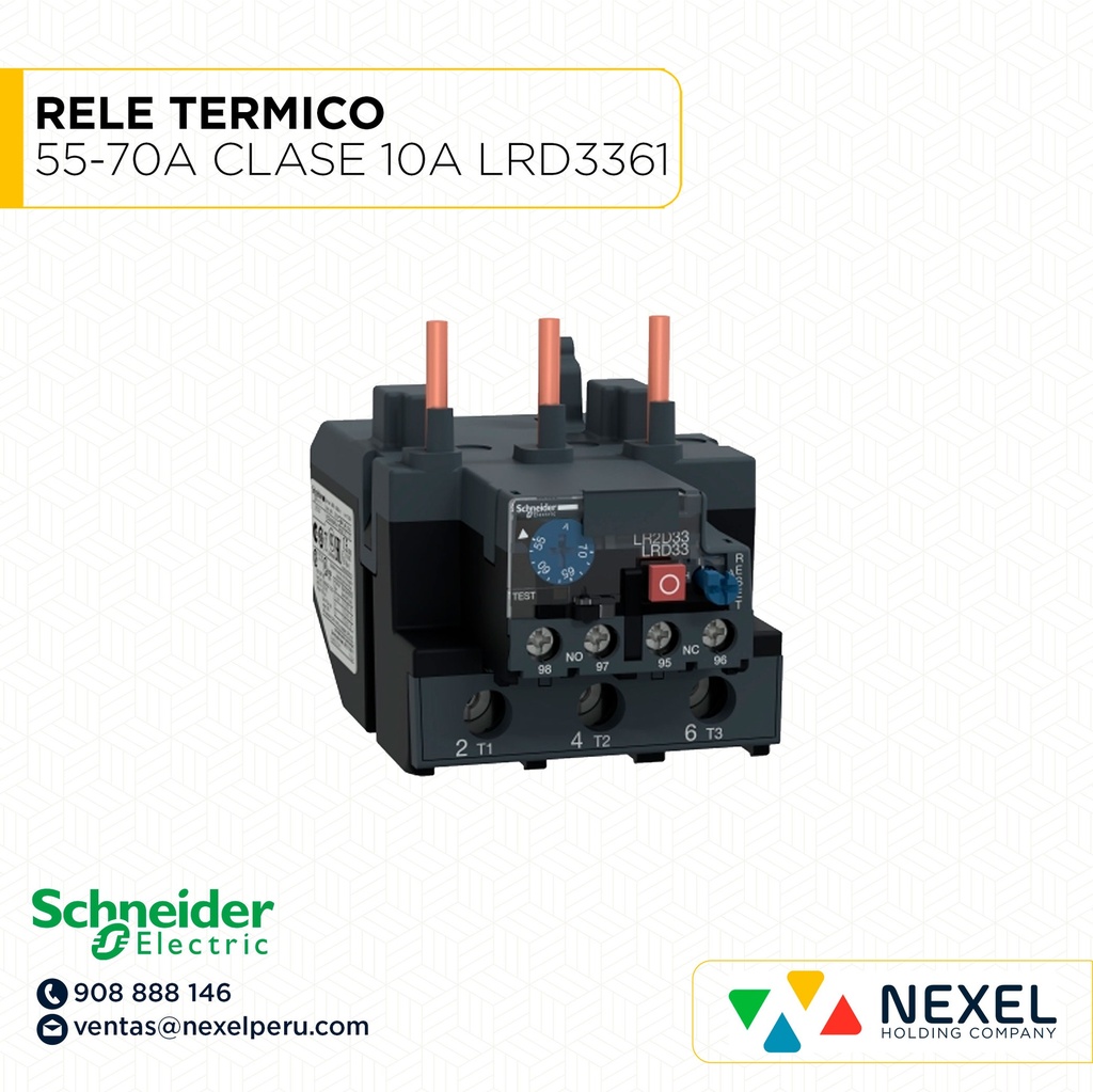 RELE TERMICO 55-70A CLASE 10A LRD3361 SCHNEIDER