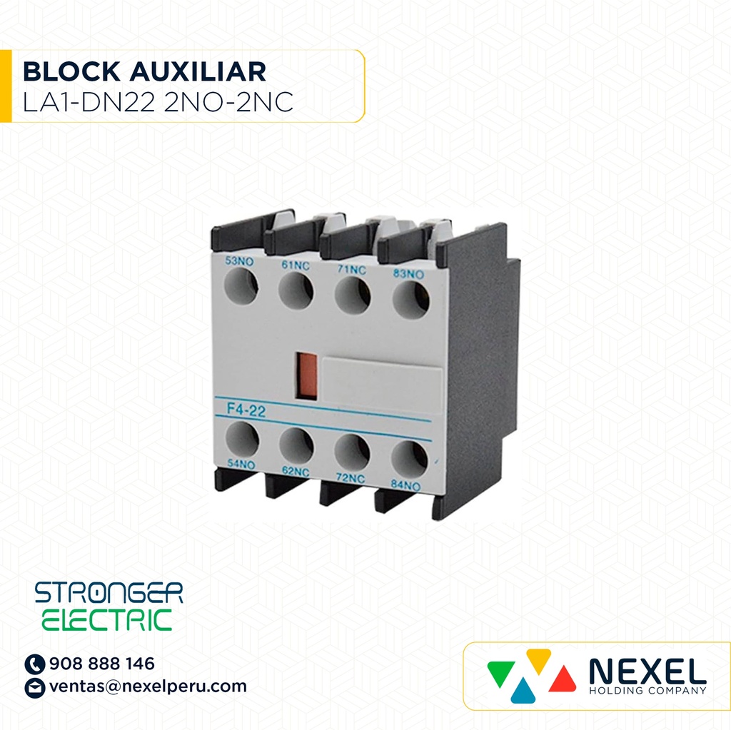 BLOCK AUXILIAR LA1-DN22 2NO-2NC STRONGER