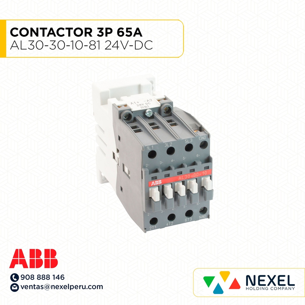 OUT- CONTACTOR 3P 65A AL30-30-10-81 24V-DC ABB