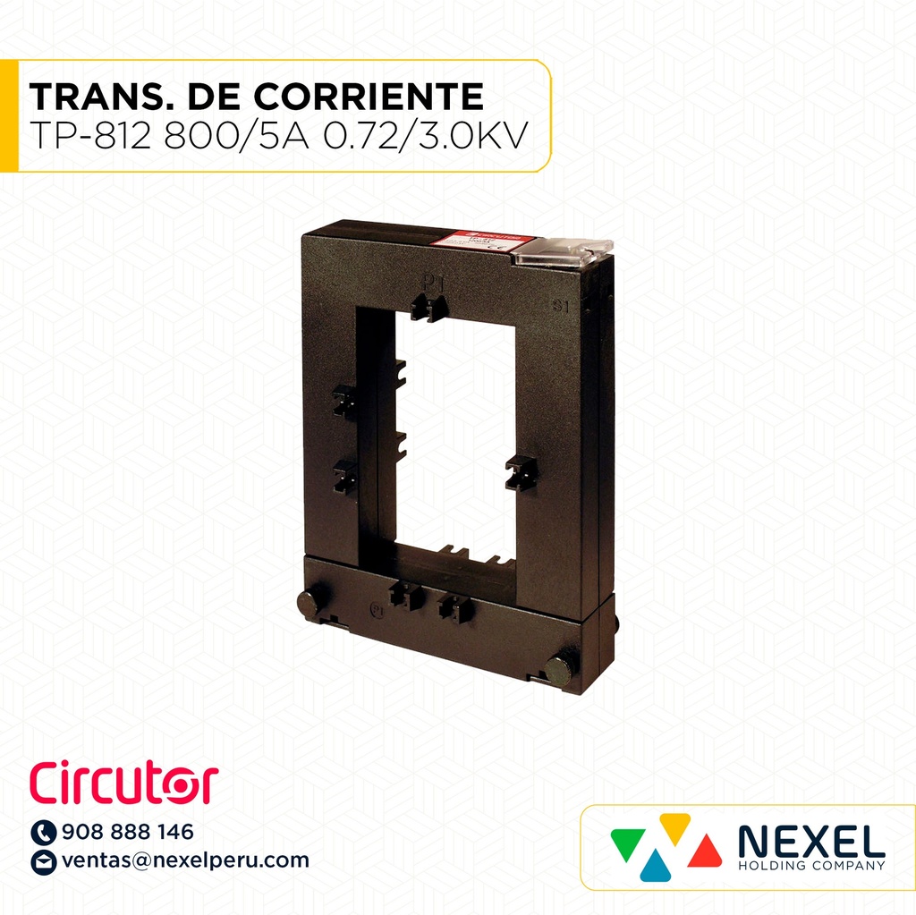 OUT- TRANSFORMADOR DE CORRIENTE TP-812 800/5A 0.72/3.0KV M70144 CIRCUTOR