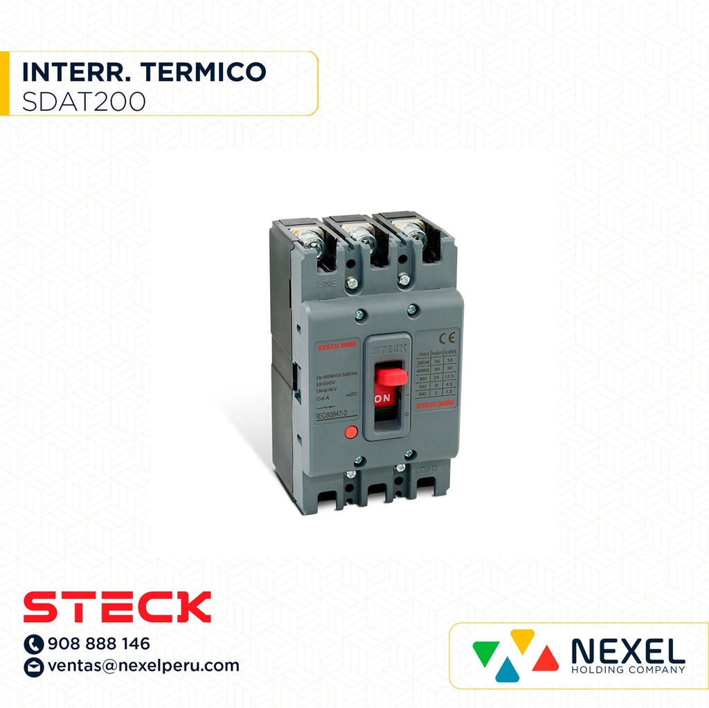 INTERRUPTOR TERMICO REGULABLE SDA 200A SDAT200 STECK