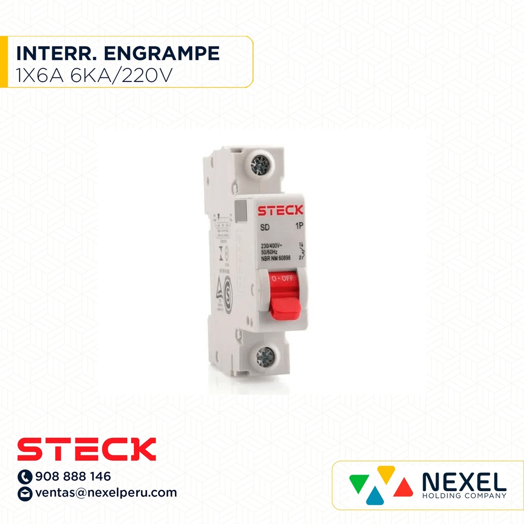 INTERRUPTOR TERMICO 1X6A. 6KA/220V RIEL / SDZ-D61C06 STECK