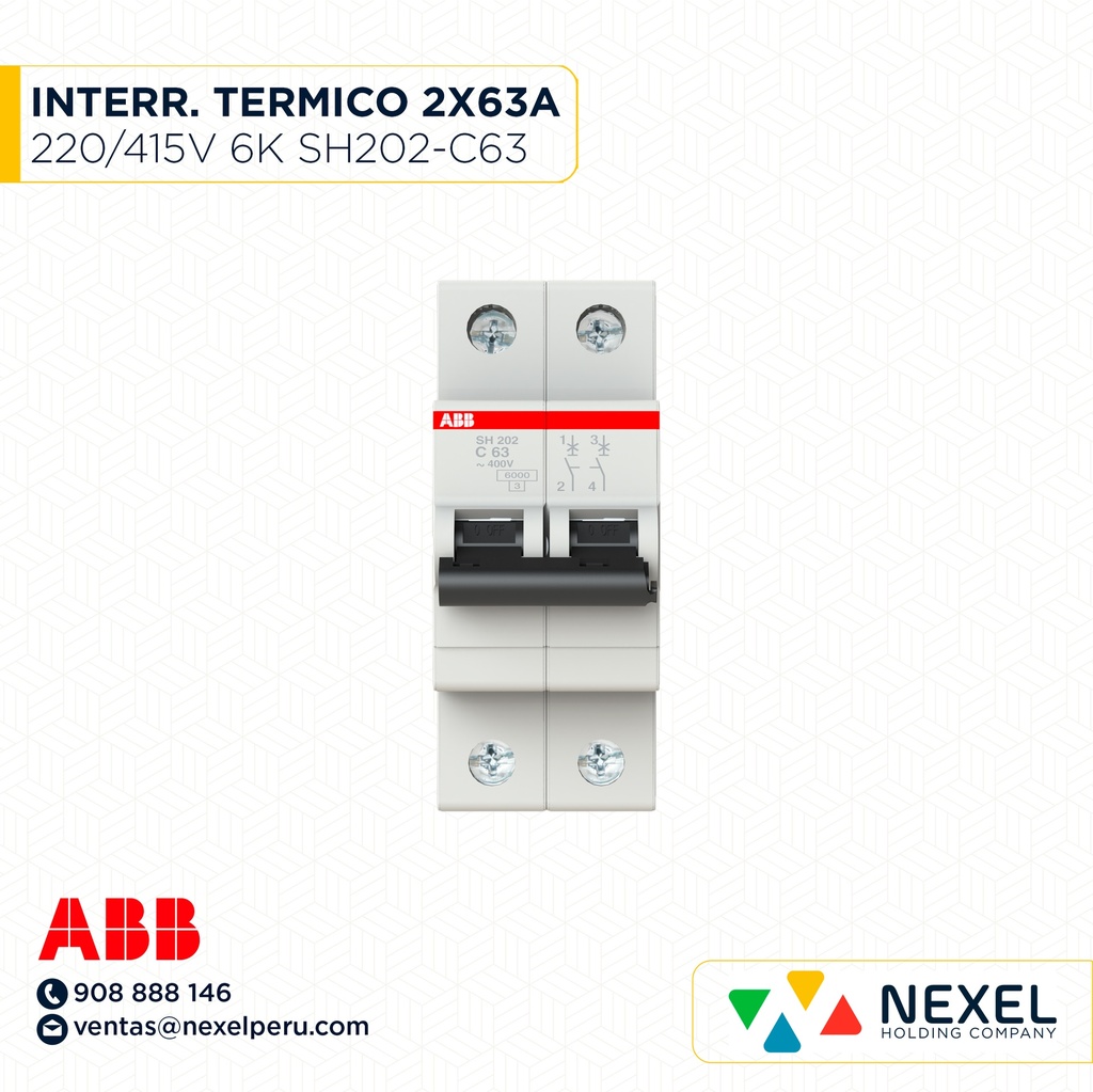 INTERR. TERMICO 2X63A 230/400V 6K SH202-C63 ABB