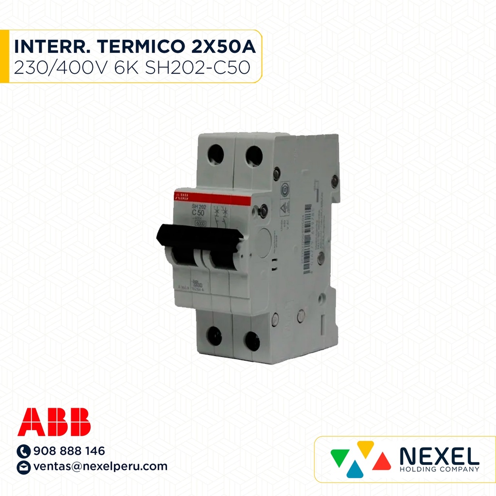 INTERR. TERMICO 2X50A 230/400V 6K SH202-C50 ABB