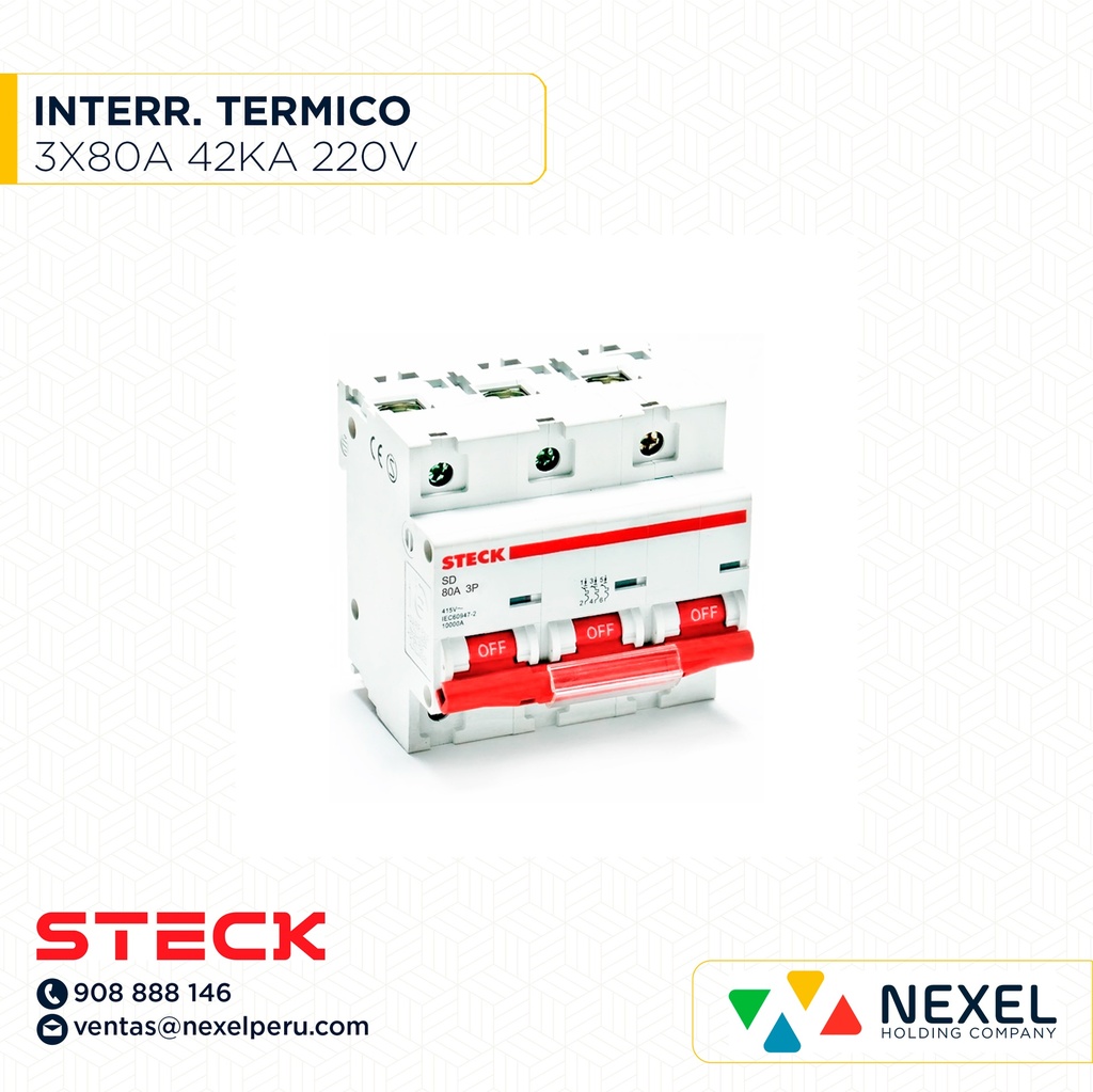 INTERRUPTOR TERMICO 3X80A. 42/35/20KA EN 220/400/440V / SD-LS80 STECK