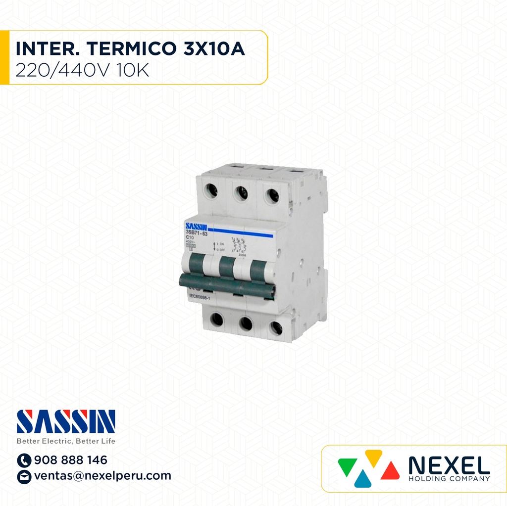 INTERR. TERMICO RIEL DIN 3X10A 10K 220/400V SASSIN