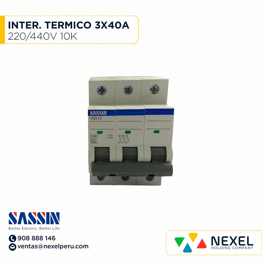 INTERR. TERMICO RIEL DIN 3X40A 10K 220/400V SASSIN