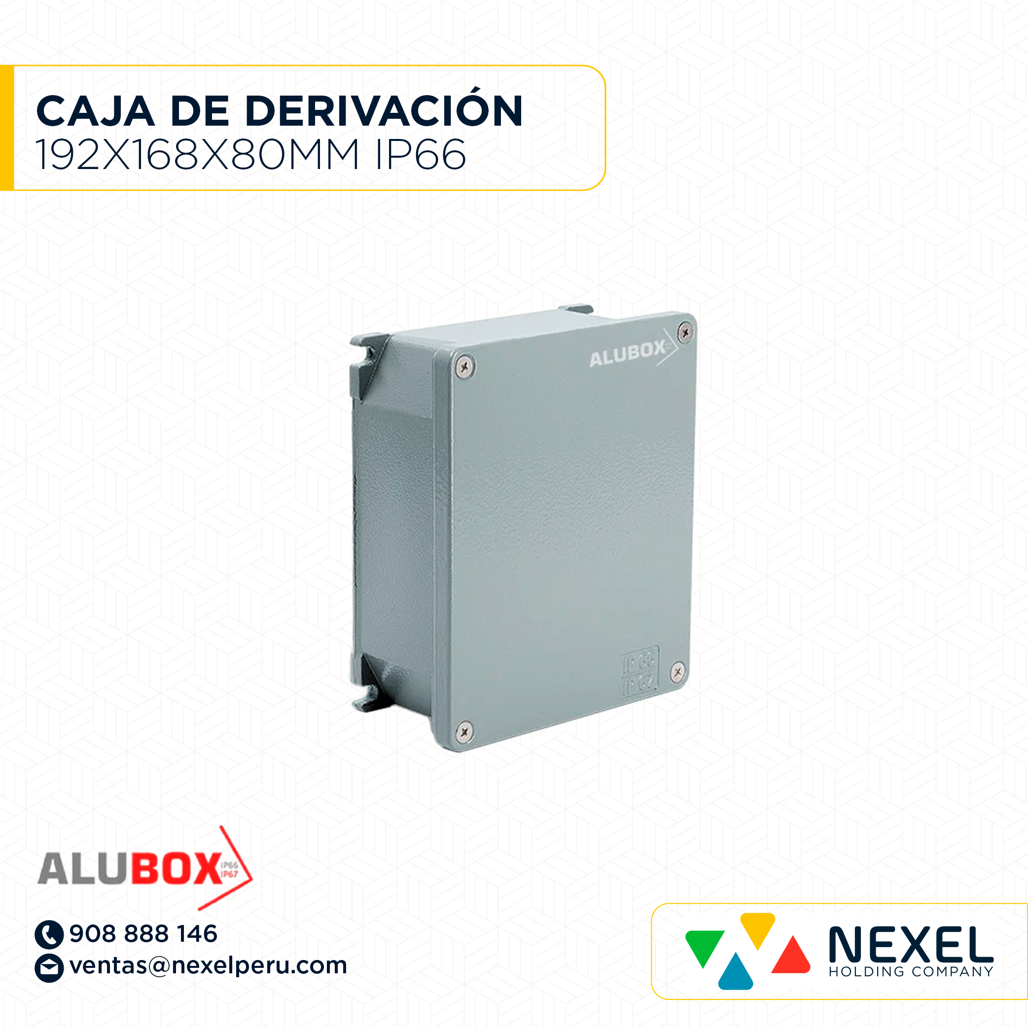 CAJA DE DERIVACIÓN DE ALUMINIO 192X168X80MM IP66 - IP67 (653.03) ALUBOX