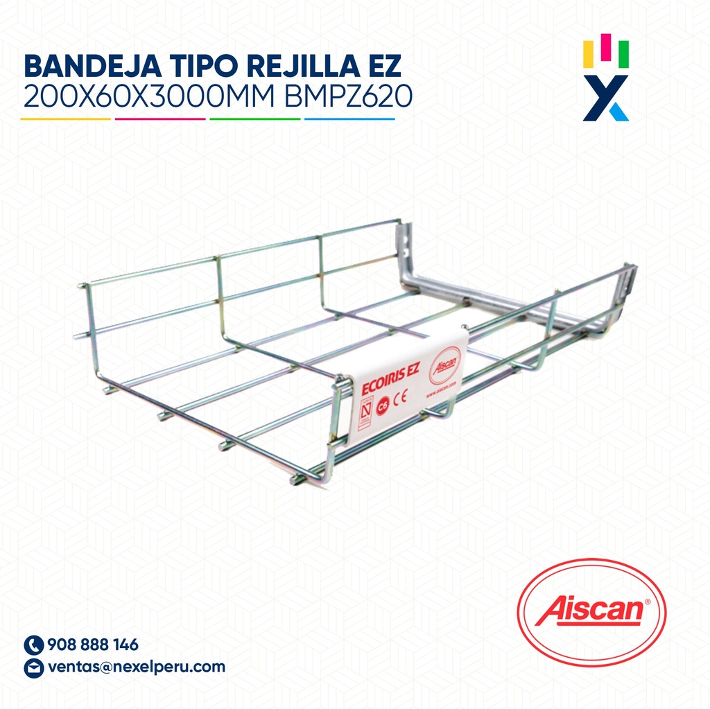 BANDEJA PORTACABLE TIPO REJILLA EZ 200X60X3000MM BMPZ620 AISCAN