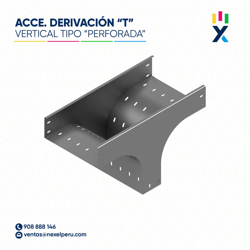 DERIVACION T VERTICAL PERFORADA C/T 200X100MM NACIONAL