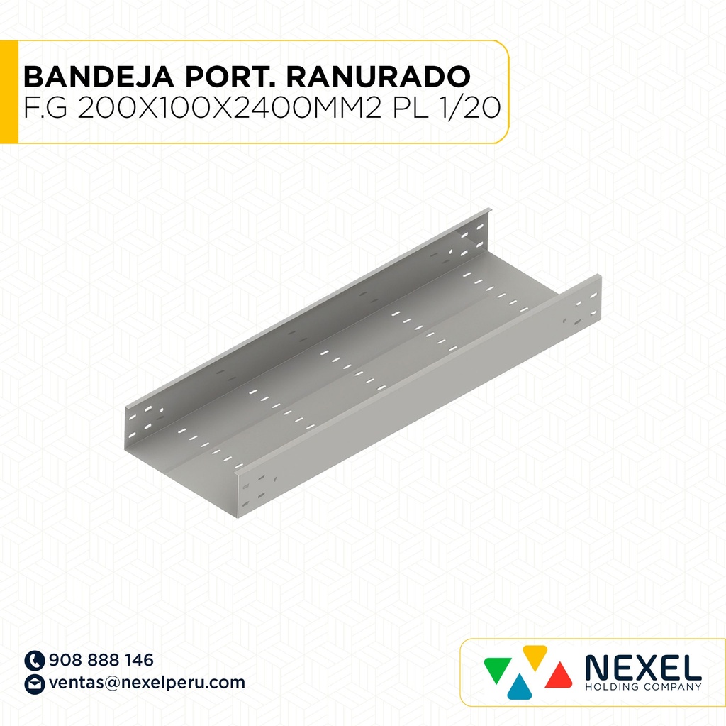 BANDEJA PORTACABLE RANURADO F.G 200X100X2400MM2 PL 1/20 SIN TAPA NACIONAL