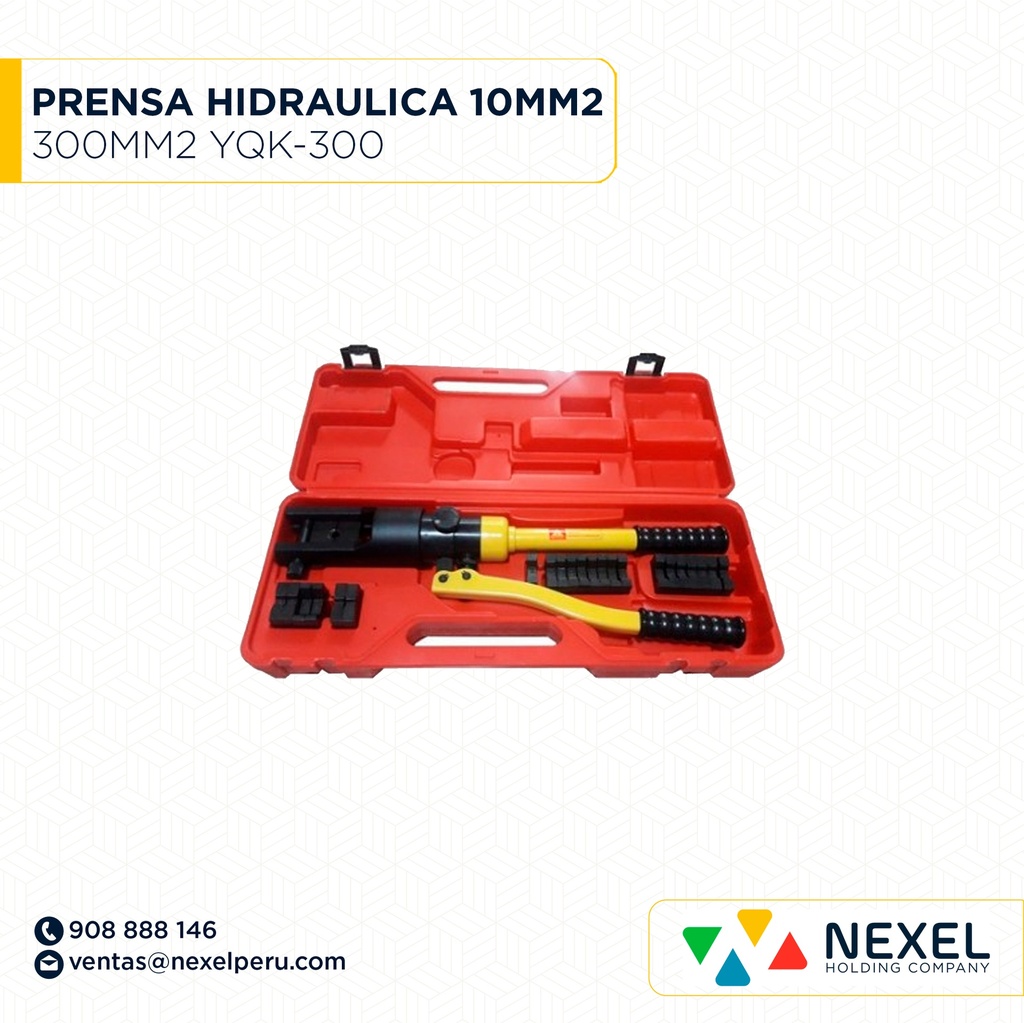 PRENSATERMINAL HIDRAULICA 10MM2 - 300MM2 YQK-300 ROJO TOOLNEX