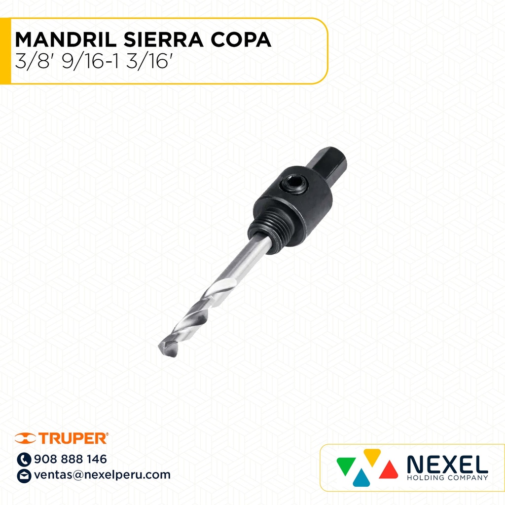 MANDRIL SIERRA COPA 3/8' 9/16-1 3/16' TRUPER