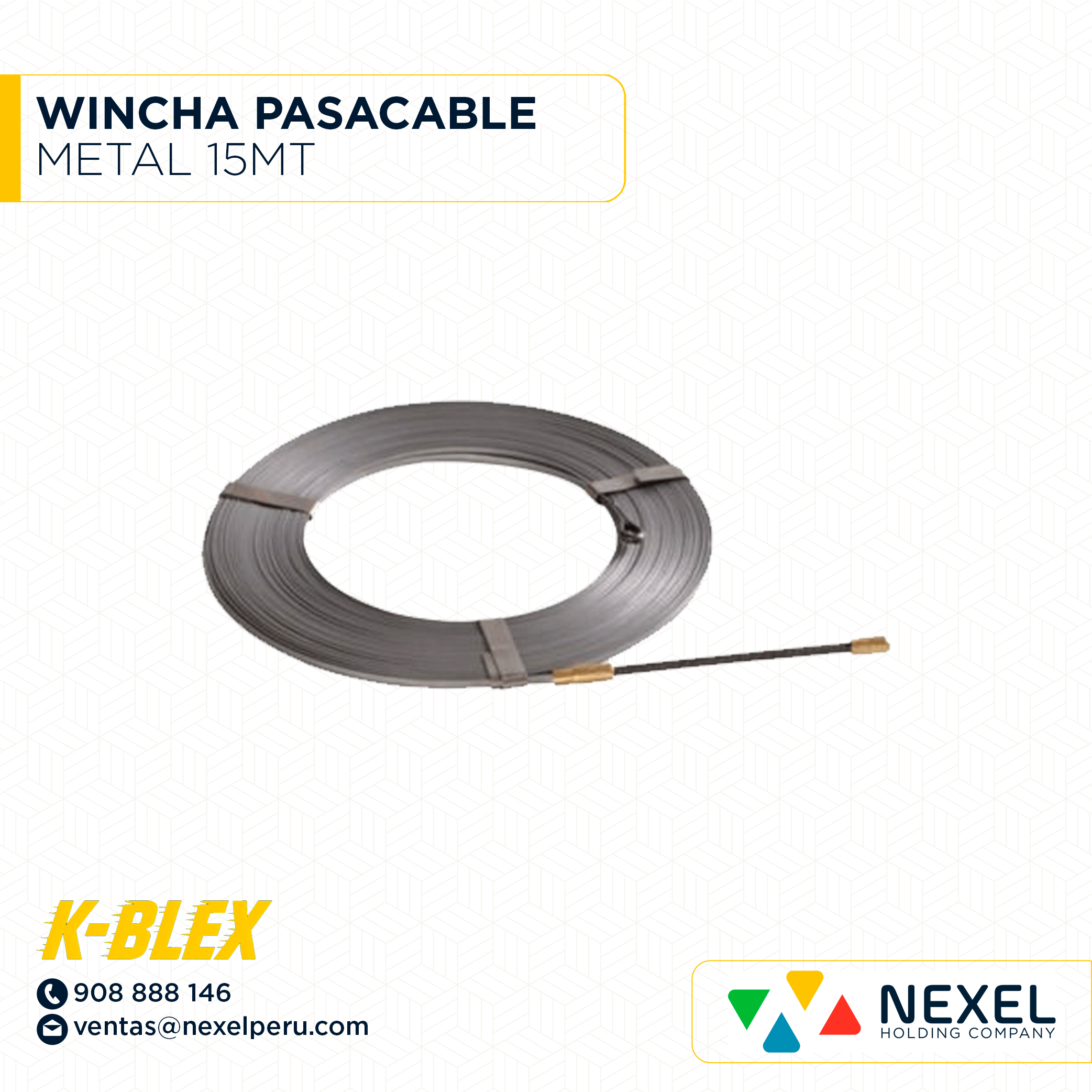 WINCHA PASACABLE METAL 15MT K-BLEX