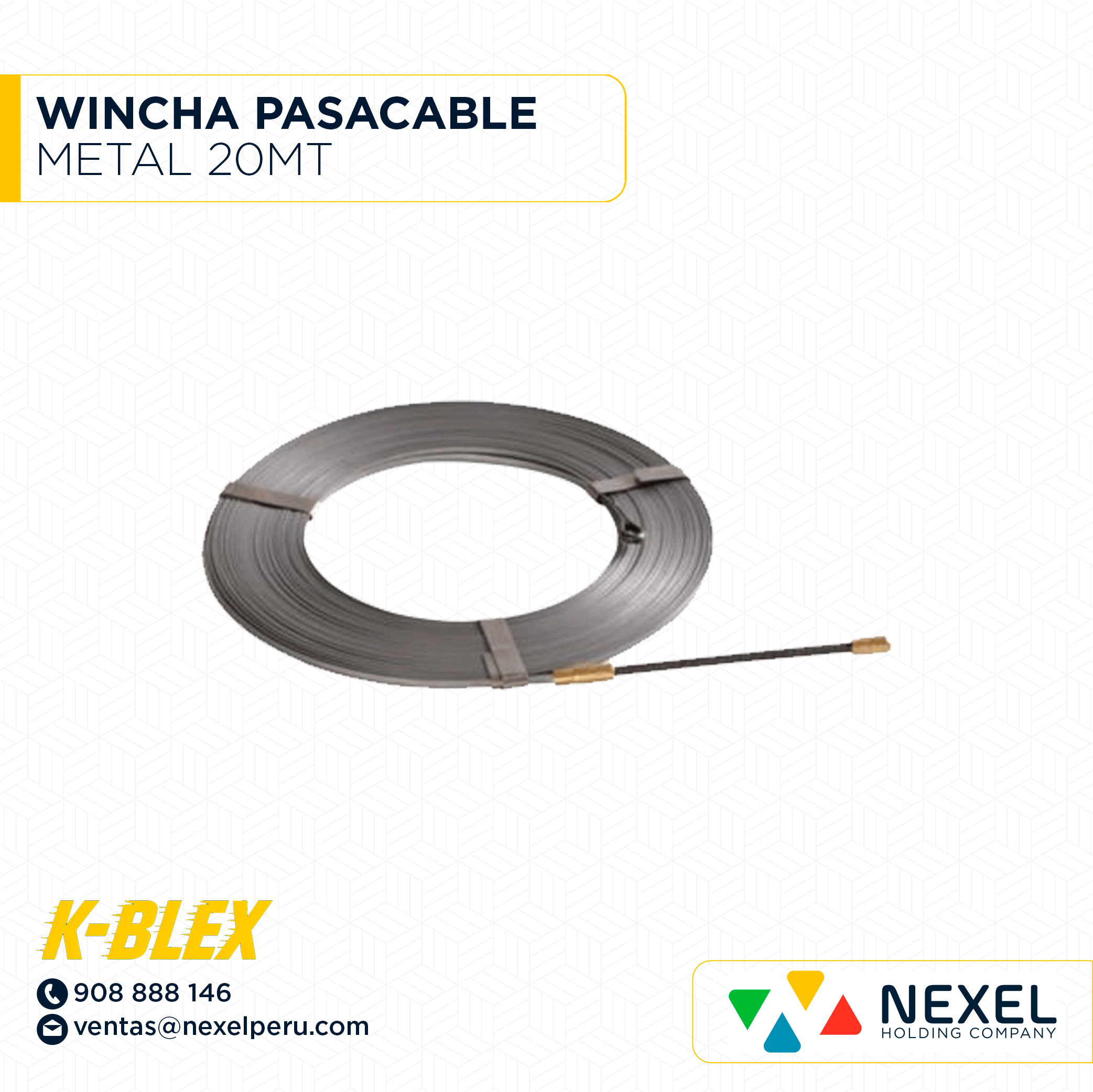 WINCHA PASACABLE METAL 20MT K-BLEX