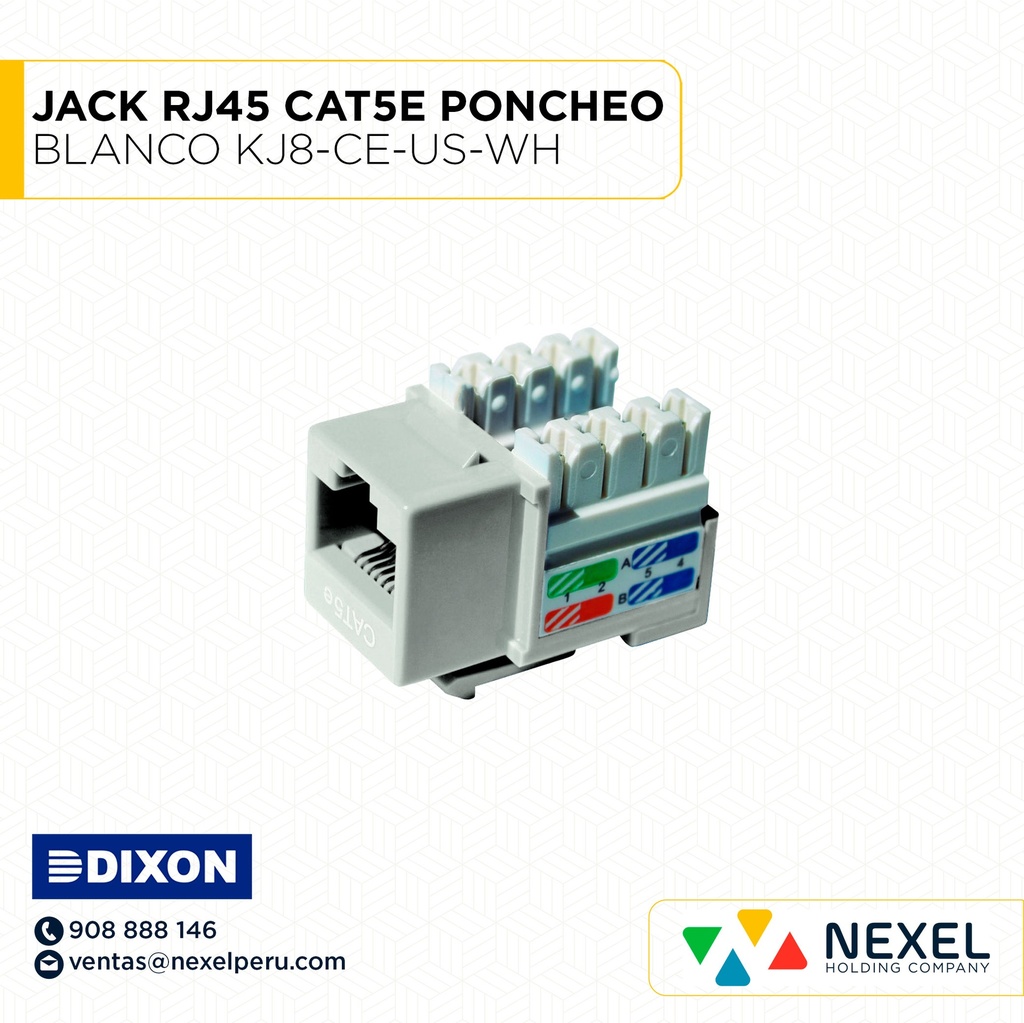 JACK RJ45 CAT5E PONCHEO BLANCO KJ8-CE-US-WH DIXON