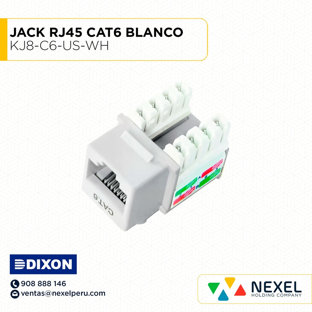 JACK RJ45 CAT6 BLANCO KJ8-C6-US-WH DIXON