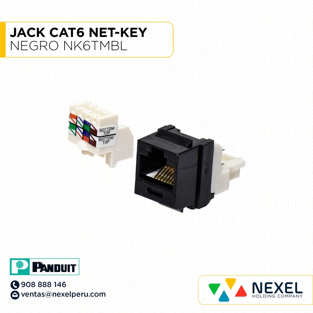 JACK CAT6 NET-KEY NEGRO NK6TMBL PANDUIT
